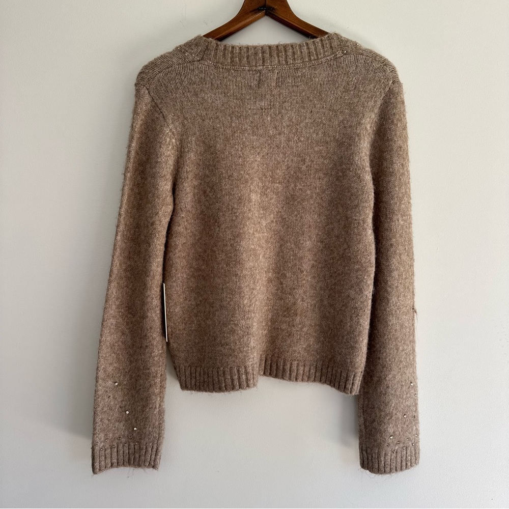 Joie Embellished Rhinestone Oatmeal Sweater Medium NWT - Picture 6 of 6